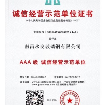 诚信经营示范单位证书